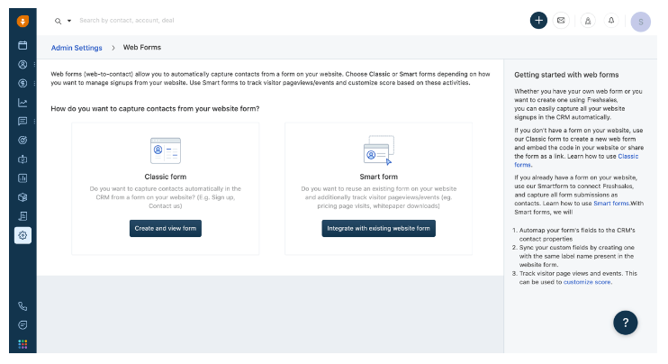 Insurance CRM: Freshsales Web Forms
