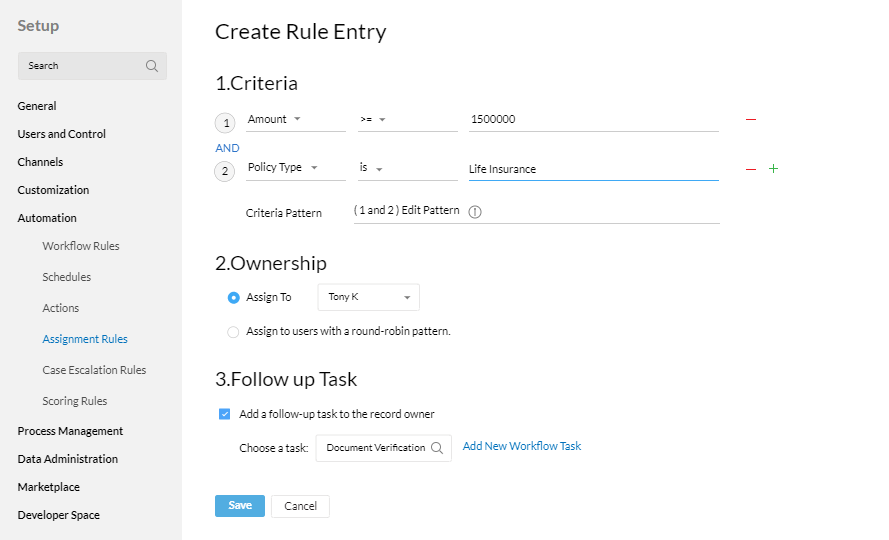 Insurance CRM: Zoho CRM Team Assignment