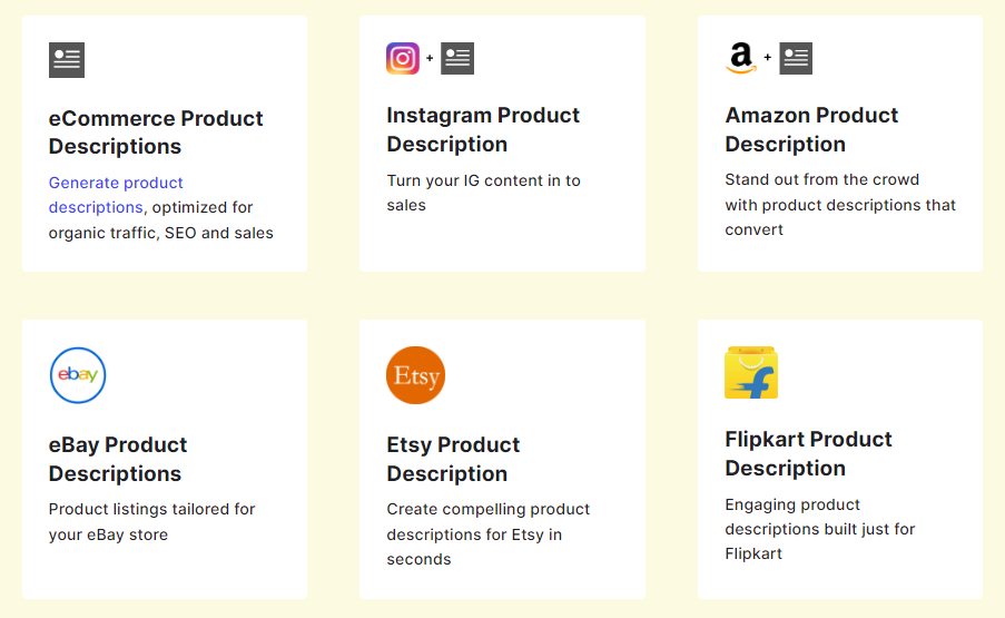 AI Writing Software - Copysmith eCommerce Templates