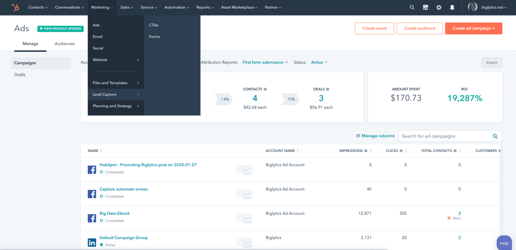 AST: HubSpot CRM Dashboard