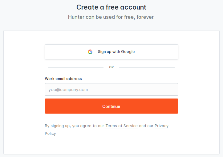 HR: Hunter.io Account Creation