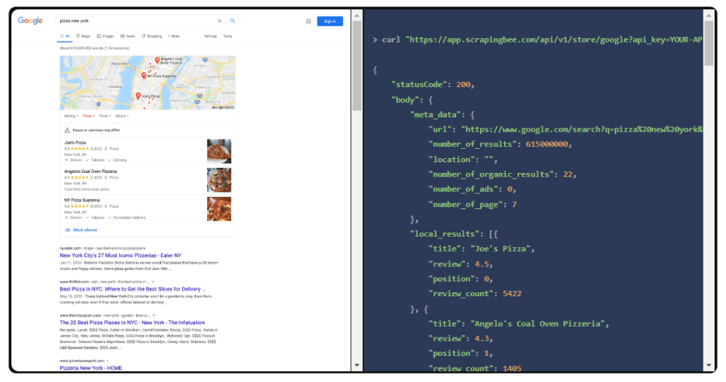 SMST: Google search API ScrapingBee