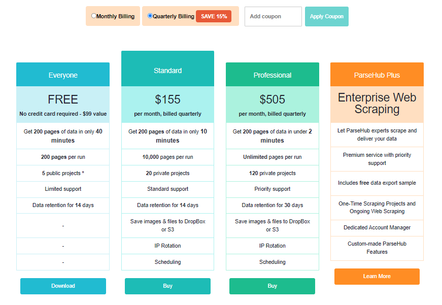 SMST: Parsehub Pricing