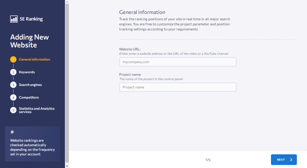 SRR: SE Ranking Project Website Information
