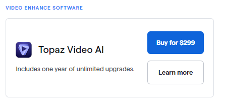 TVAI: Topaz Video Enhance AI Pricing 
