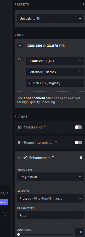 TVAI: Video file parameters 