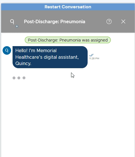 HCUC - GIF of QliqSoft Post Dischage: Pneumonia care chatlog