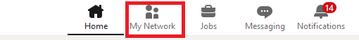 Recruiting on LinkedIn - Toolbar with "My Network" highlighted