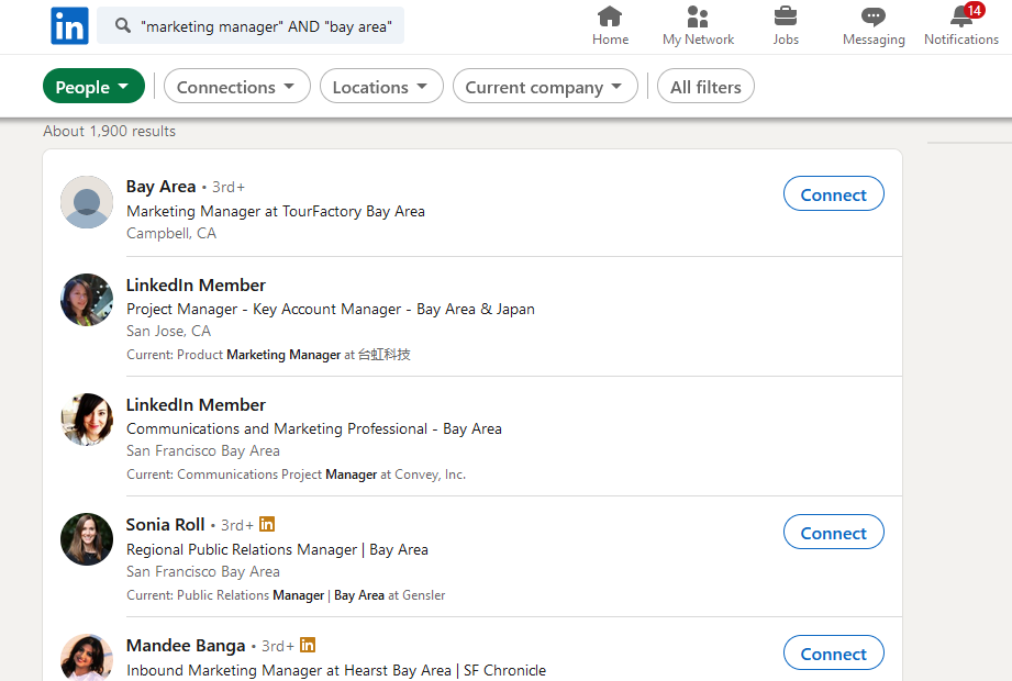 search results for "marketing manager" AND "bay area"