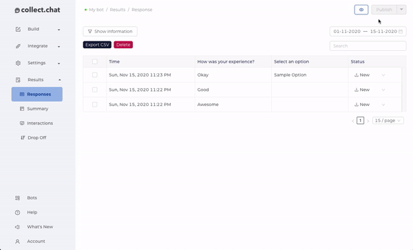 WC: Collect.chat visualization
