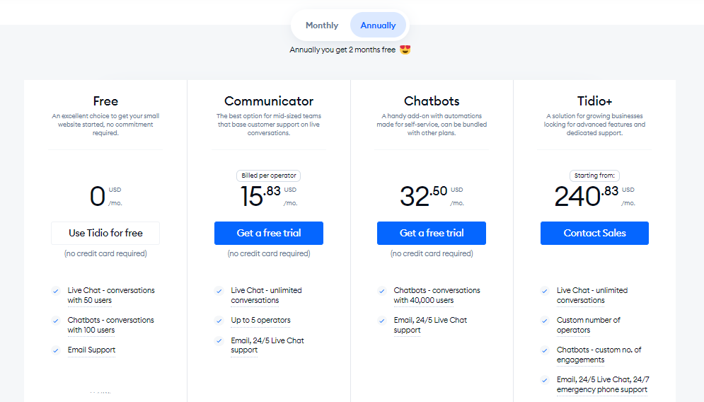 WC: Tidio pricing