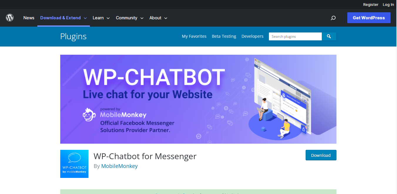 WC: WP Chatbot homepage