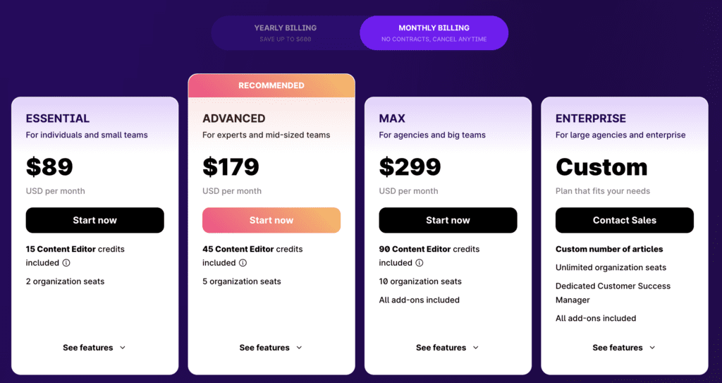 Surfer SEO Pricing